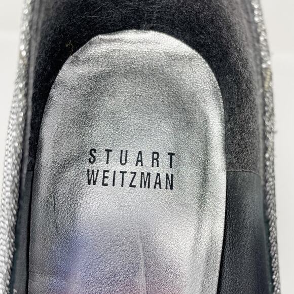 Stuart Weitzman silver pewter Bowright peep toe bow platform pumps size 8 - Picture 14 of 16